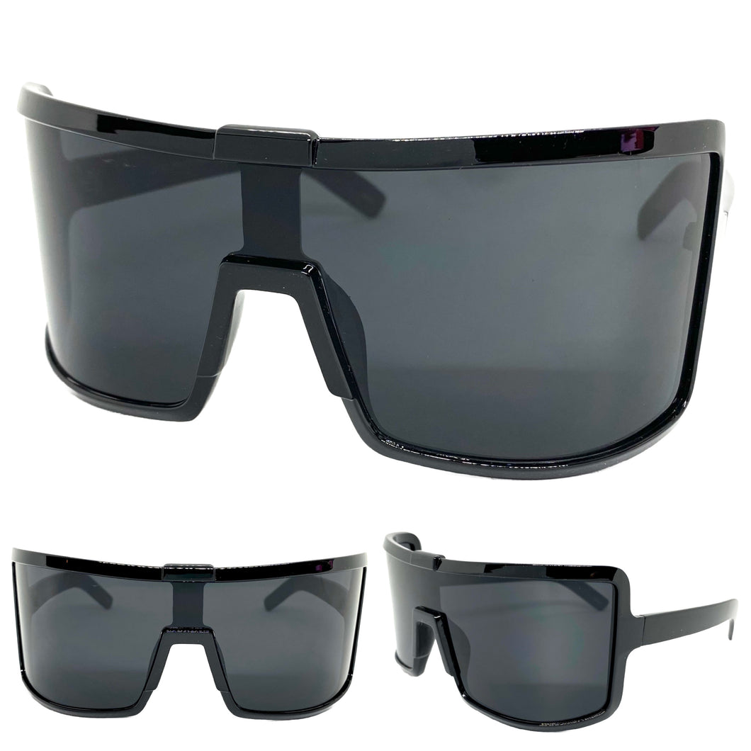 Oversized Exaggerated Modern Retro Style SUNGLASSES Large Black Frame 80734