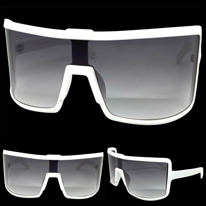 Oversized Exaggerated Modern Retro Style SUNGLASSES Large White Frame 80734