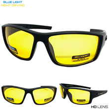 Sporty Wrap Around Blue Light Night Driving HD Lens SUNGLASSES Black Frame 3508