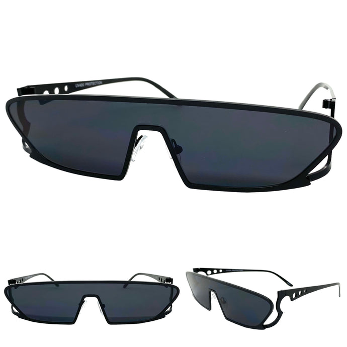 Modern Futuristic Space Party Raver Style SUNGLASSES Sleek Black Frame 5277