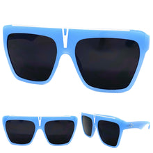 Oversized Vintage Retro Style SUNGLASSES Large Square Blue Frame 2131