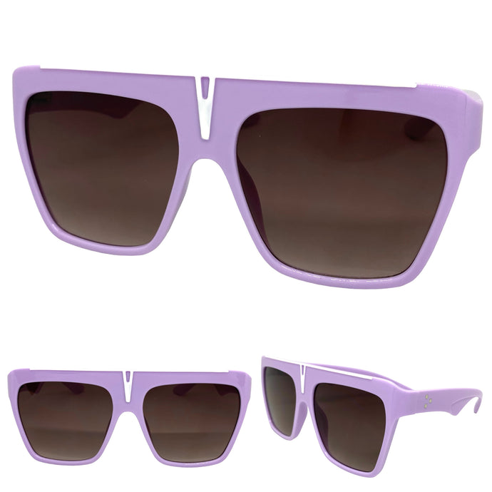 Oversized Vintage Retro Style SUNGLASSES Large Square Purple Frame 2131