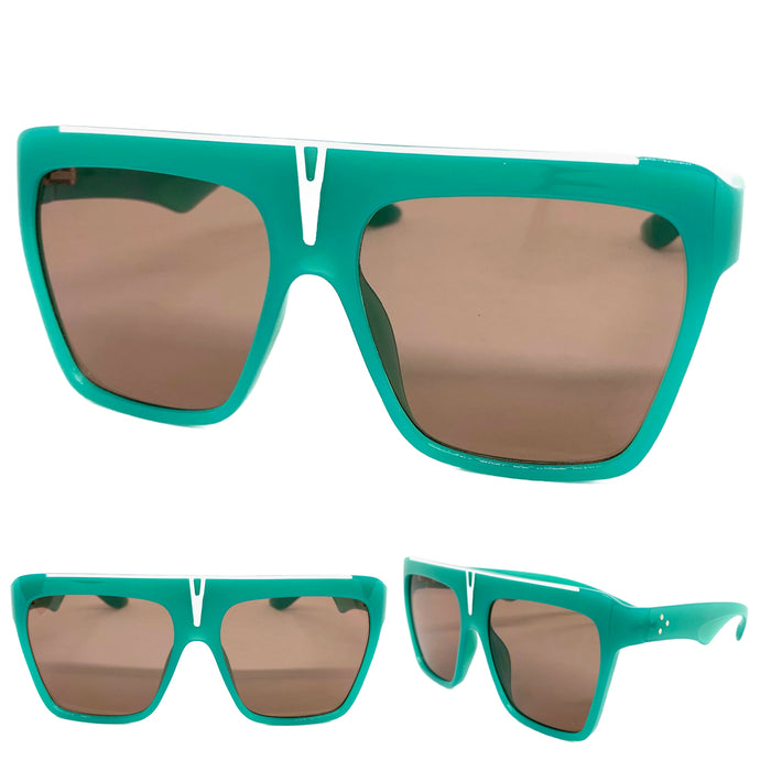 Oversized Vintage Retro Style SUNGLASSES Large Square Turquoise Frame 2131
