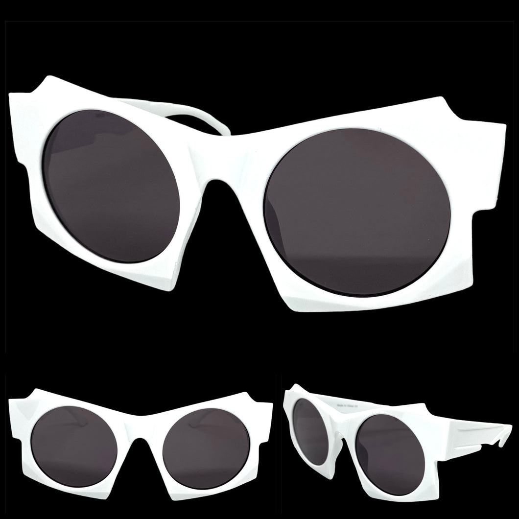 Oversized Exaggerated Modern Retro Style SUNGLASSES Large Funky White Frame 1247