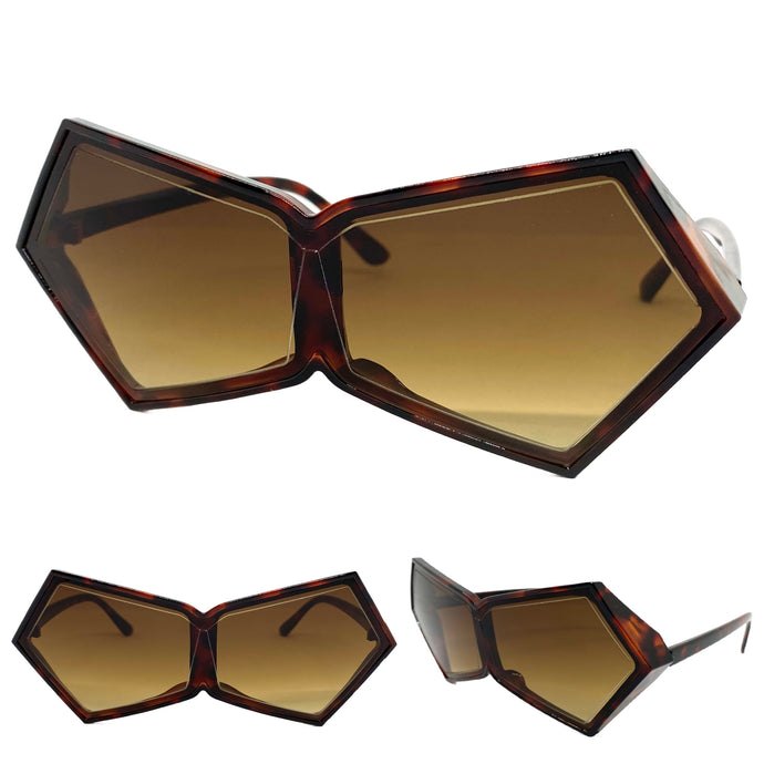 Exaggerated Modern Retro Futuristic Style SUNGLASSES Funky Tortoise Frame 2175