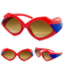 Exaggerated Modern Retro Futuristic Style SUNGLASSES Large Funky Red Frame 2177