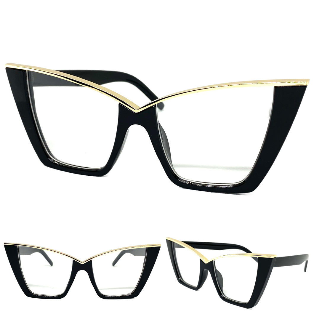 Classy Elegant Vintage Retro Cat Eye Style Clear Lens EYEGLASSES Black Frame 4931