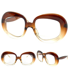 Oversized Vintage Retro Style Clear Lens EYEGLASSES Large Round Brown Frame E2083