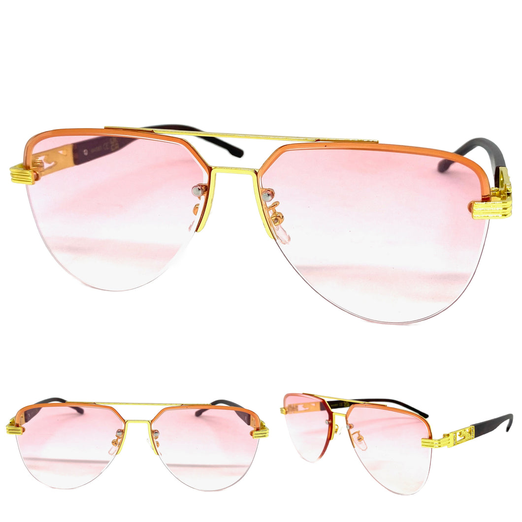 Classy Elegant Luxury Retro Aviator Hip Hop Style SUNGLASSES Gold & Faux Wood Frame 4063