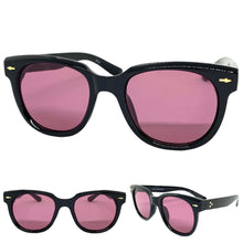 Classic Vintage Retro Style SUNGLASSES Thick Black Frame Purple Lens 80285