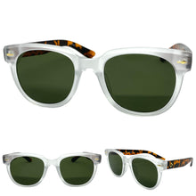 Classic Vintage Retro Style SUNGLASSES Thick Frosted Frame Green Lens 80285