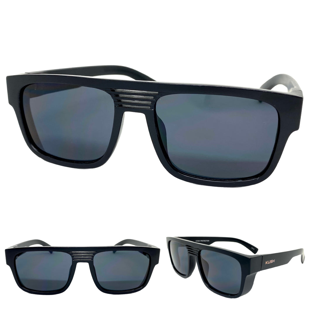 Classic Biker Gangster Hardcore KUSH SUNGLASSES Square Black Frame 80704