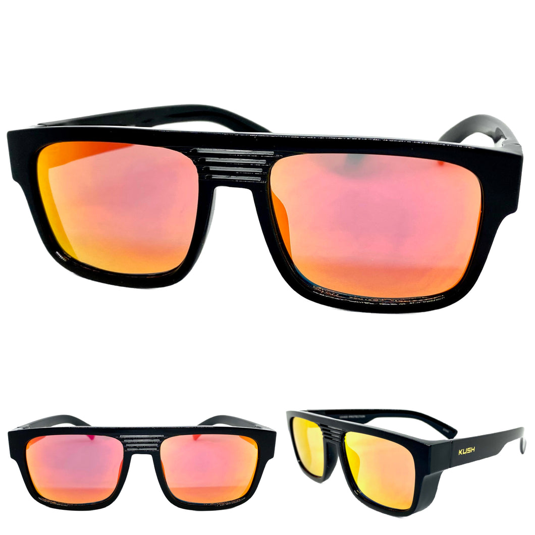 Classic Biker Gangster Hardcore KUSH SUNGLASSES Square Black Frame 80705