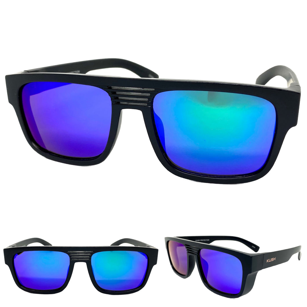 Classic Biker Gangster Hardcore KUSH SUNGLASSES Square Black Frame 80705