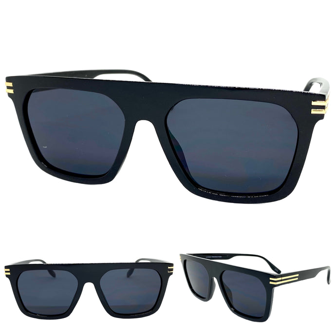 Classic Biker Vintage Retro Hardcore SUNGLASSES Square Black Frame 80783