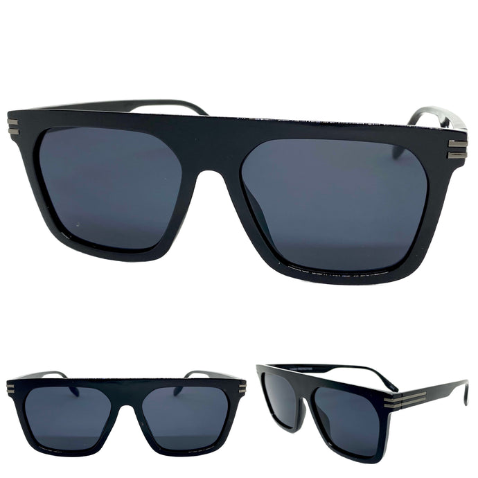 Classic Biker Vintage Retro Hardcore SUNGLASSES Square Black Frame 80783