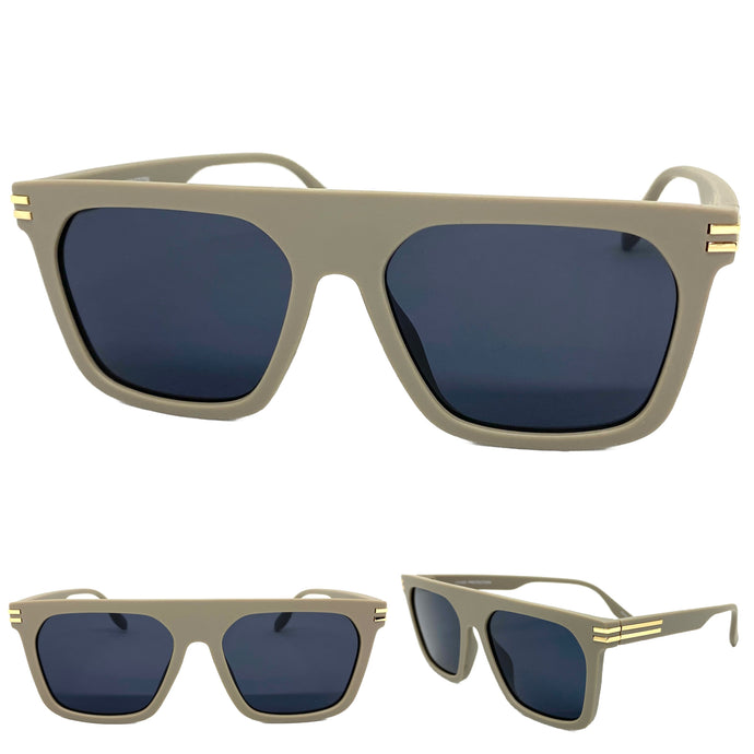 Classic Biker Vintage Retro Hardcore SUNGLASSES Square Khaki Frame 80783