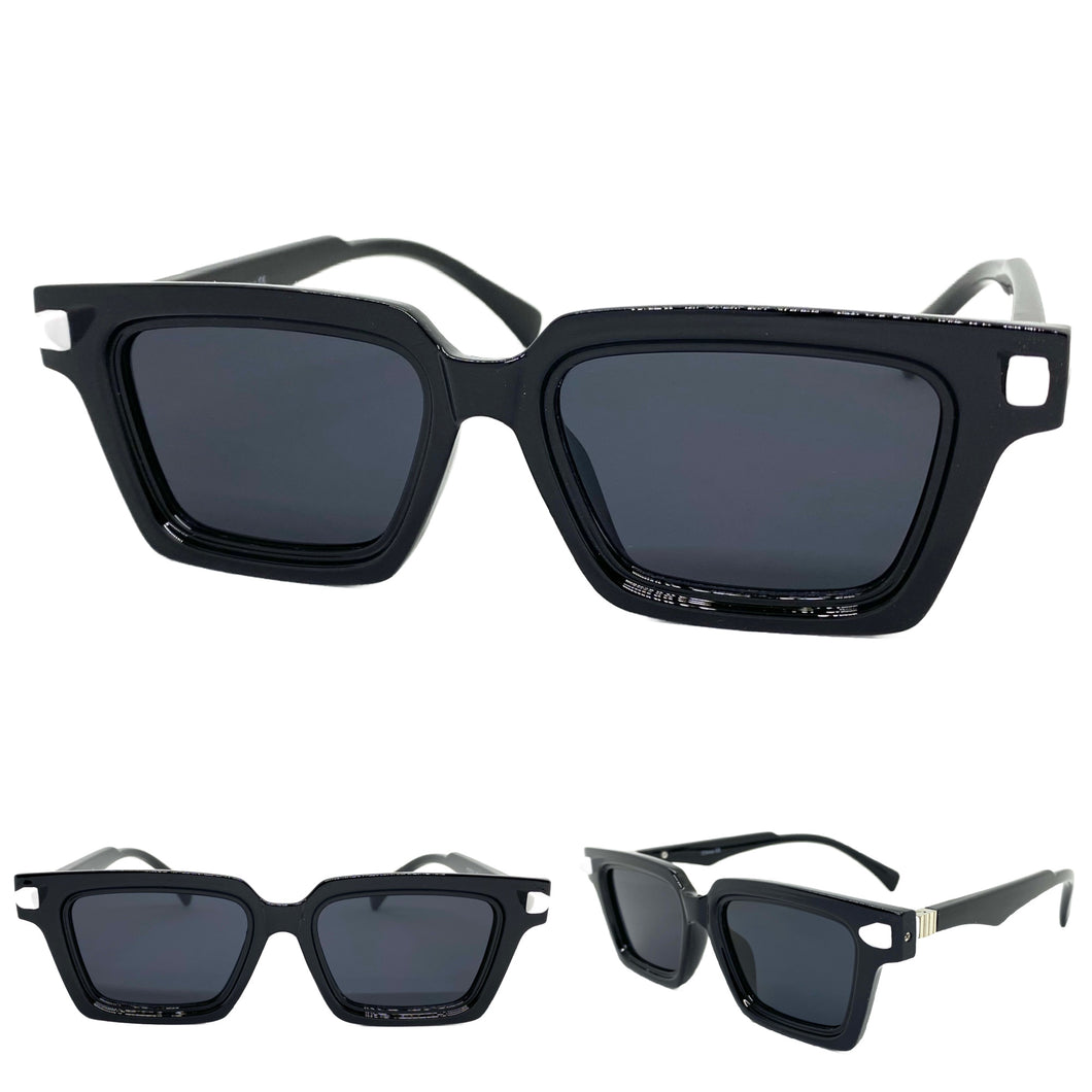 Classic Elegant Vintage Retro Style SUNGLASSES Square Black Frame P0260