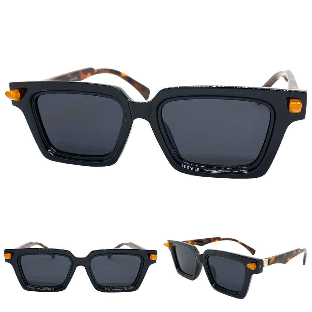 Classic Elegant Vintage Retro Style SUNGLASSES Square Black Frame P0260