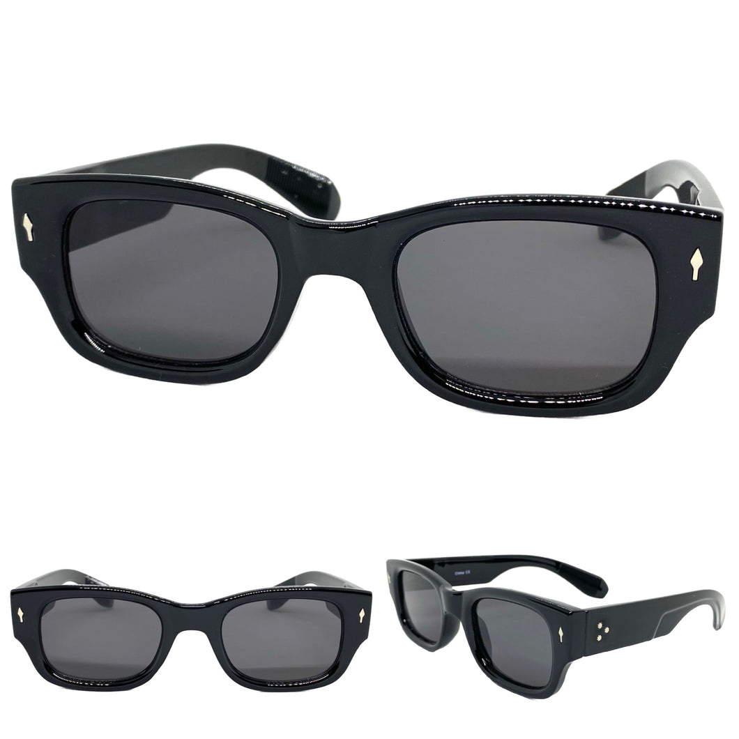 Classic Elegant Vintage Retro Style SUNGLASSES Square Thick Black Frame 5015