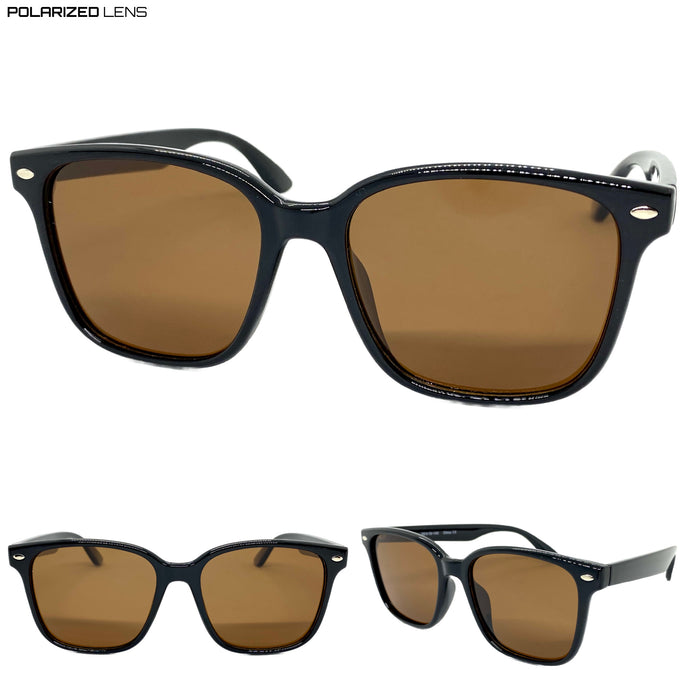 Classic Vintage Retro Style POLARIZED SUNGLASSES Square Black Frame P0266