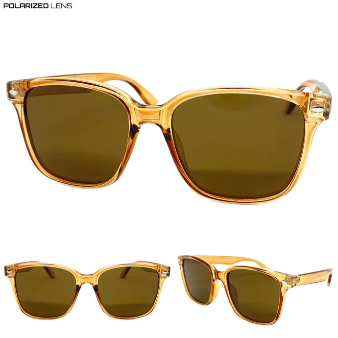 Classic Vintage Retro Style POLARIZED SUNGLASSES Square Brown Frame P0266