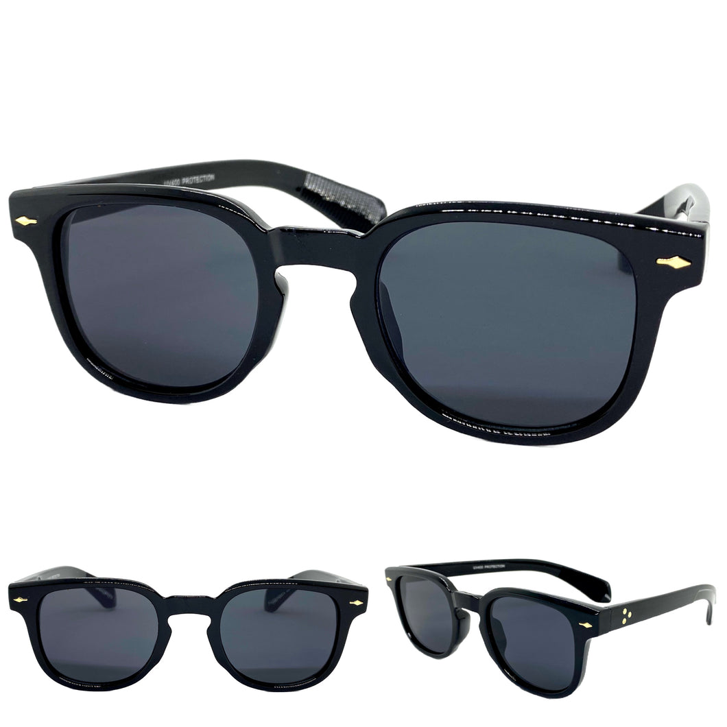 Classic Vintage Retro Style SUNGLASSES Black Frame Dark Lens 80284