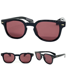 Classic Vintage Retro Style SUNGLASSES Black Frame Rose Lens 80284