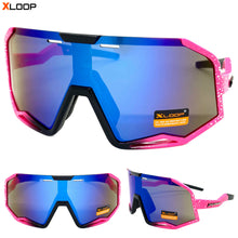 Oversized Retro Sporty Wrap Around Style SUNGLASSES Large Neon Pink Frame 3687