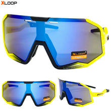 Oversized Retro Sporty Wrap Around Style SUNGLASSES Large Neon Yellow Frame 3687