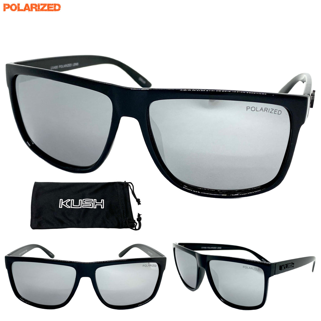 Classic Biker Gangster Hardcore KUSH SUNGLASSES Silver Polarized Lens POL013