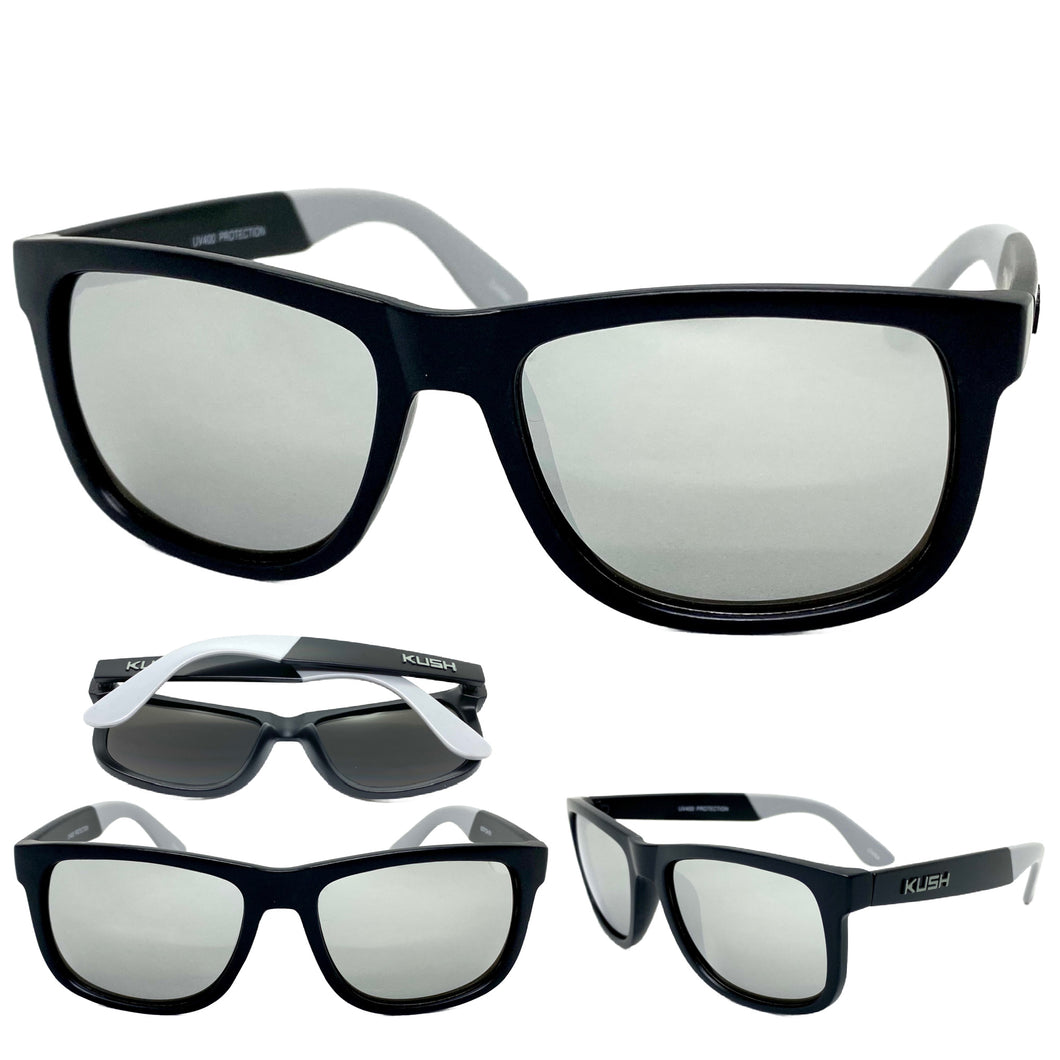 Classic Vintage Retro Biker Style KUSH SUNGLASSES Black & Gray Frame 6097