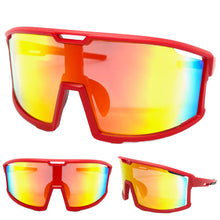 Oversized Retro Sporty Wrap Around Style SUNGLASSES Large Red Frame 5230