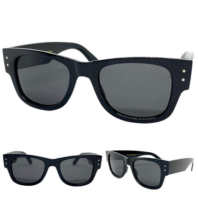 Classic Vintage Retro Biker Style SUNGLASSES Thick Square Black Frame B0224