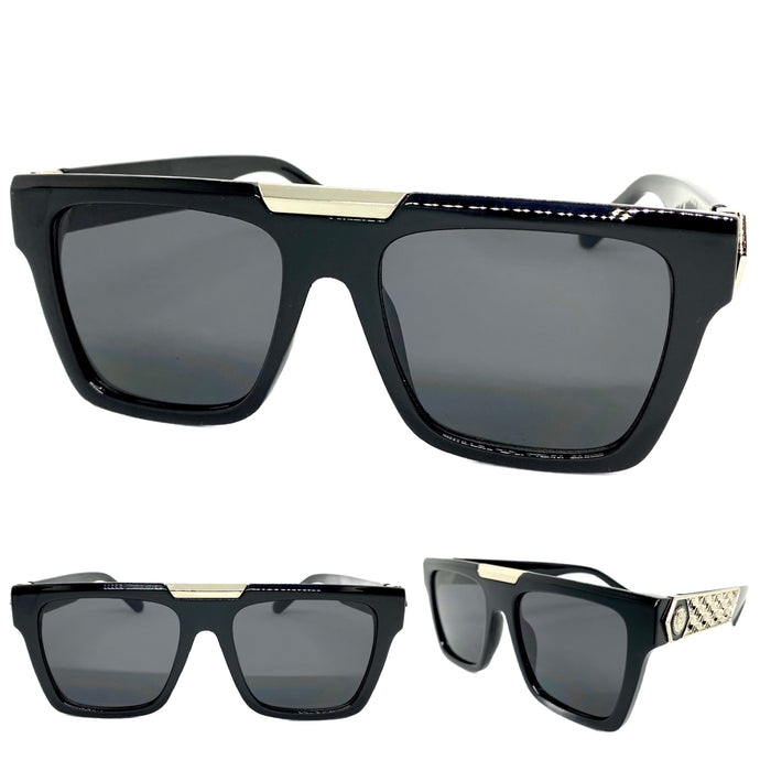 Classic Vintage Retro Hardcore Hip Hop Rapper Pimp Style SUNGLASSES Large Thick Black Frame 59284