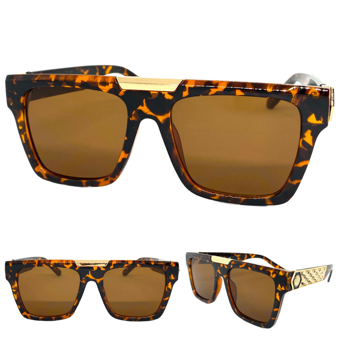 Classic Vintage Retro Hardcore Hip Hop Rapper Pimp Style SUNGLASSES Large Thick Tortoise Frame 59284