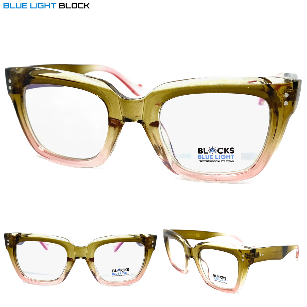 Classic Vintage Retro Style Blue Light Blocking Computer EYEGLASSES Large Thick Green Frame 2018