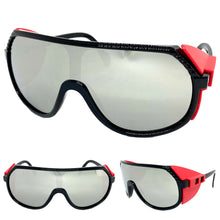 Oversized Retro Sporty Wrap Around Style SUNGLASSES Large Black Frame 30417