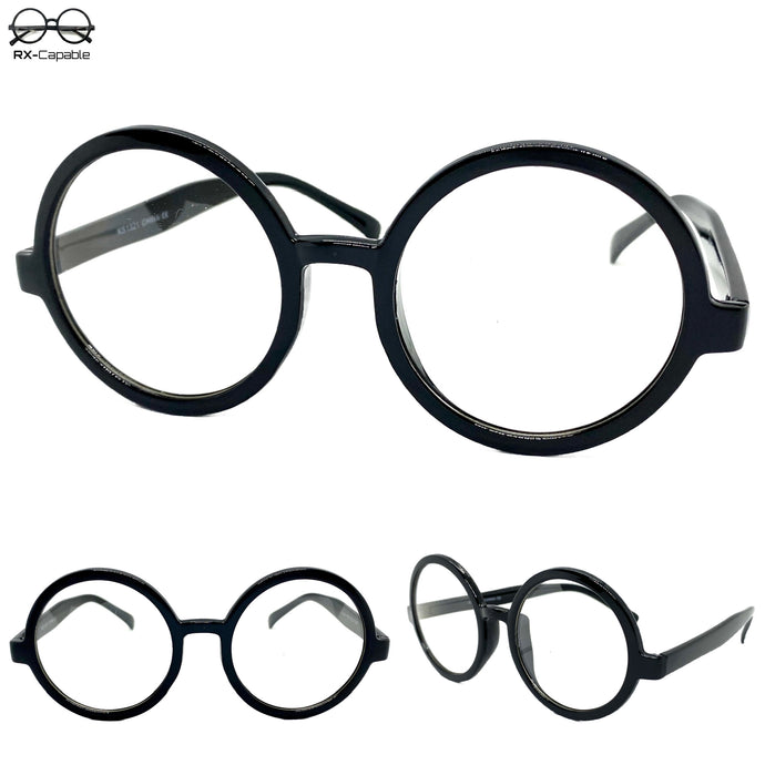 Classic Vintage Retro Style Clear Lens EYEGLASSES Round Black Frame 1321