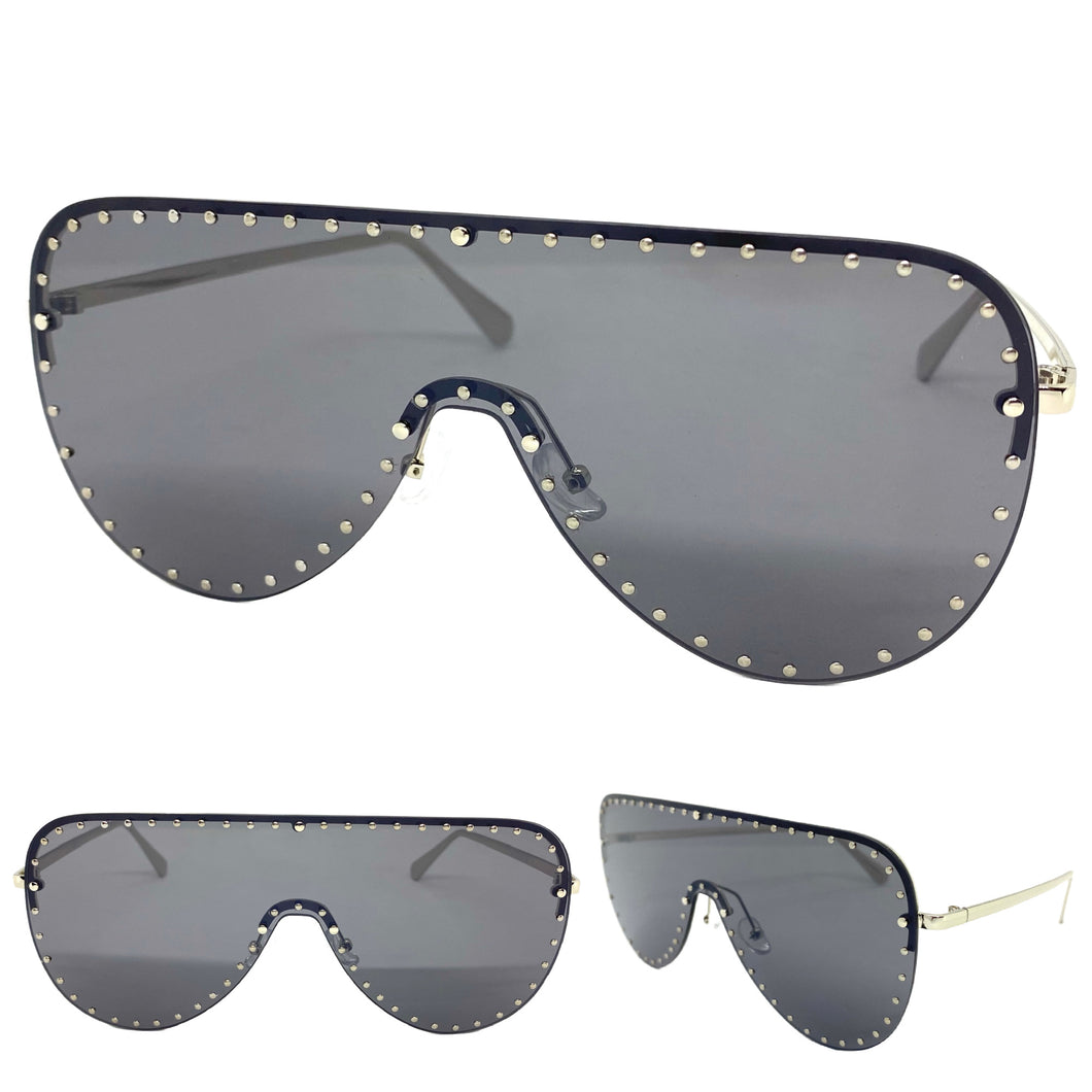 Oversized Exaggerated Modern Retro Style SUNGLASSES Large Silver Frame 2292