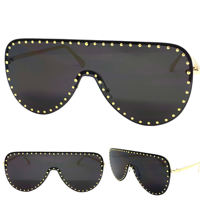 Oversized Exaggerated Modern Retro Style SUNGLASSES Large Gold Frame 2292