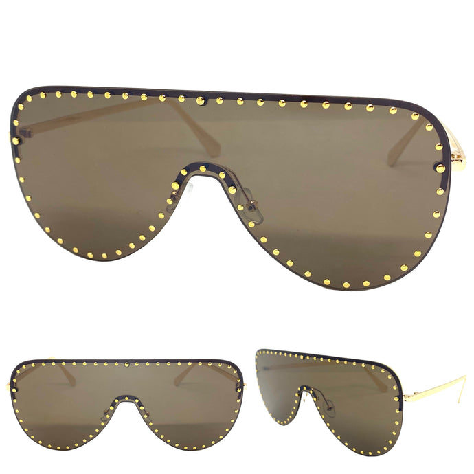 Oversized Exaggerated Modern Retro Style SUNGLASSES Large Gold Frame 2292