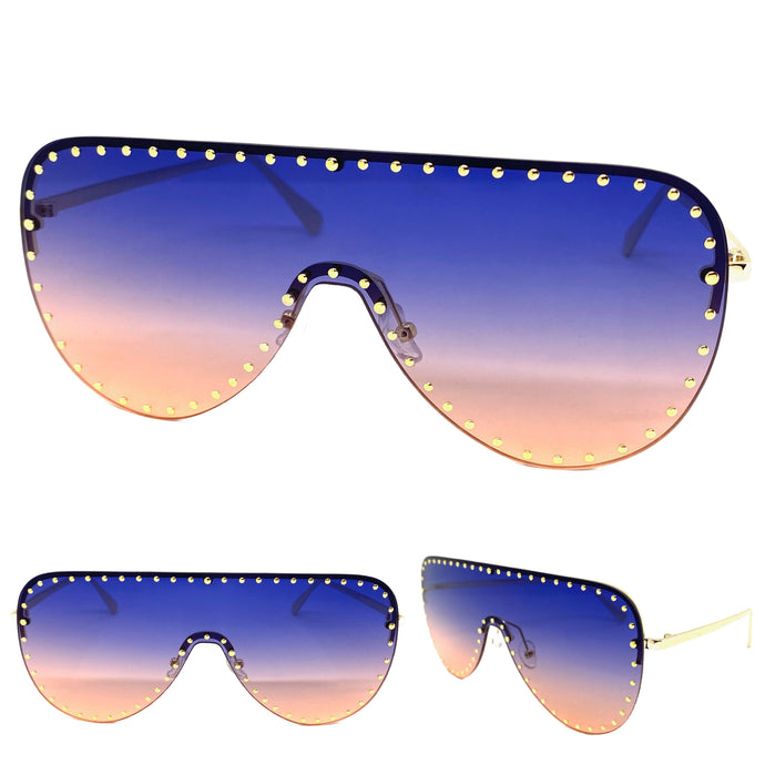 Oversized Exaggerated Modern Retro Style SUNGLASSES Large Gold Frame 2292