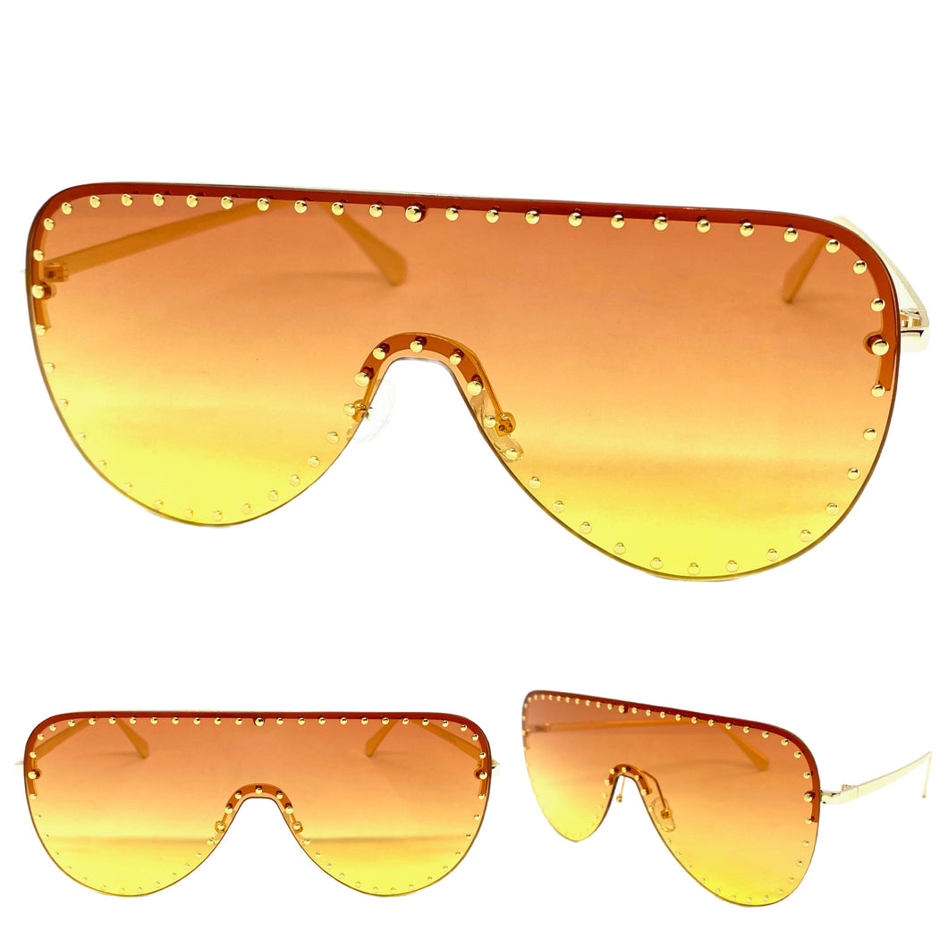 Oversized Exaggerated Modern Retro Style SUNGLASSES Large Gold Frame 2292