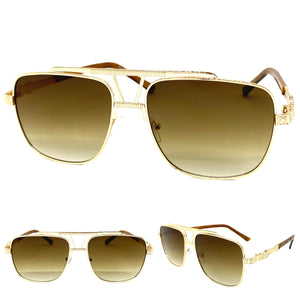 Oversized Classic Luxury Designer Aviator Style SUNGLASSES Large Rose Gold Frame 2430