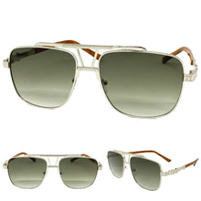 Oversized Classic Luxury Designer Aviator Style SUNGLASSES Large Silver Frame 2430