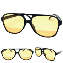 Classic Vintage Retro Aviator Style SUNGLASSES Large Black Frame 80837