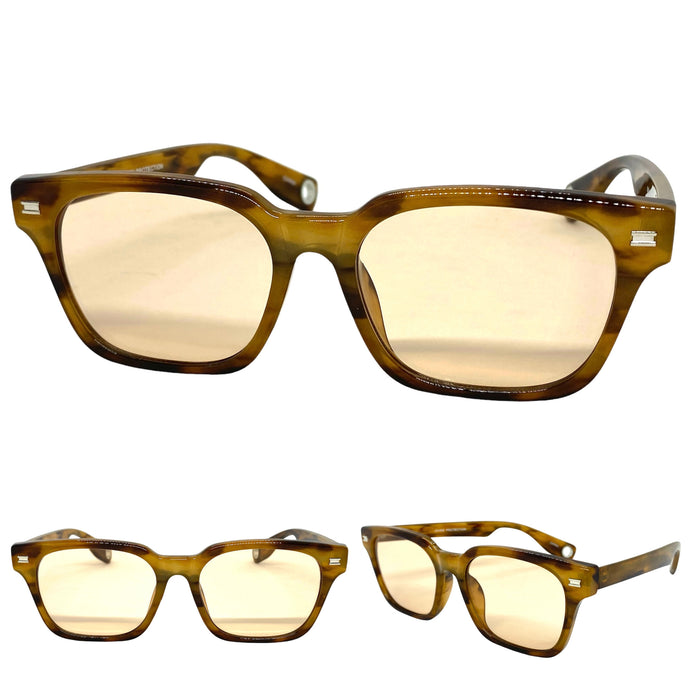 Classic Hardcore Vintage Retro Style SUNGLASSES Brown Frame Champagne Lens 80814