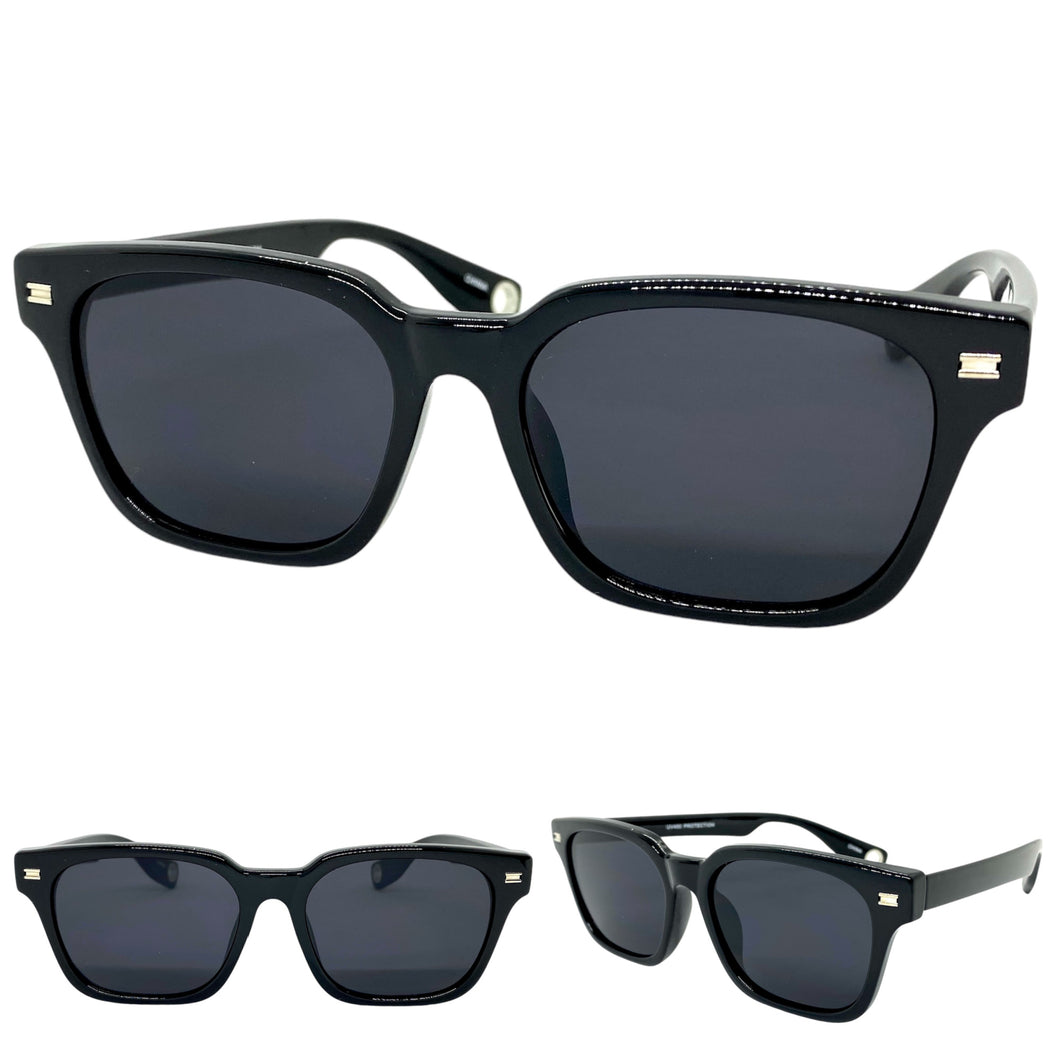 Classic Hardcore Vintage Retro Style SUNGLASSES Black Frame Dark Lens 80814