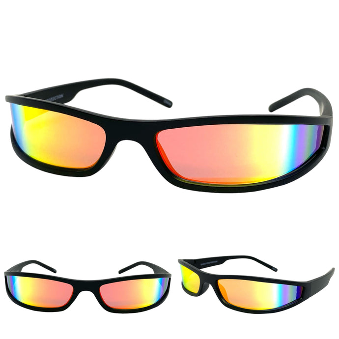 Space Futuristic Robotic Biker Hardcore Party SUNGLASSES Thin Black Frame 80733